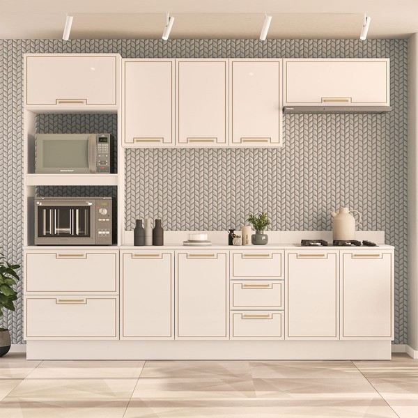 Cozinha Completa Amara 10 Portas 4 Gavetas Branco - Politorno
