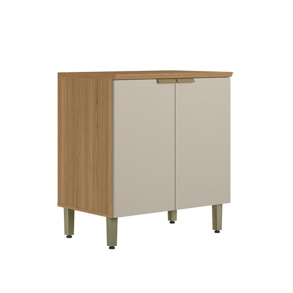 Balcão de Cozinha 80 Cm Selene 2 Portas 100% Mdf Jequitibá/Off White Fosco - Linea Brasil