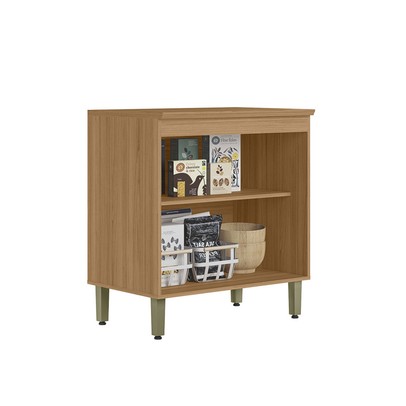 Balcão de Cozinha 80 Cm Selene 2 Portas 100% Mdf Jequitibá/Off White Fosco - Linea Brasil