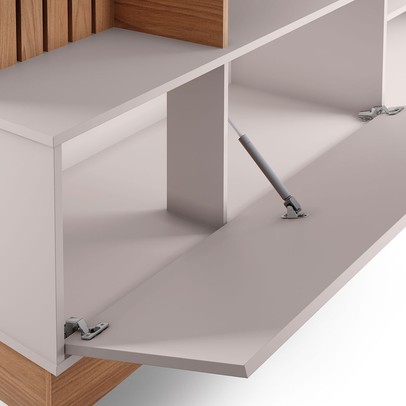 Estante para TV Até 65 Polegadas Maceió 1 Porta com Led Ripado Freijo/Off White - Colibri