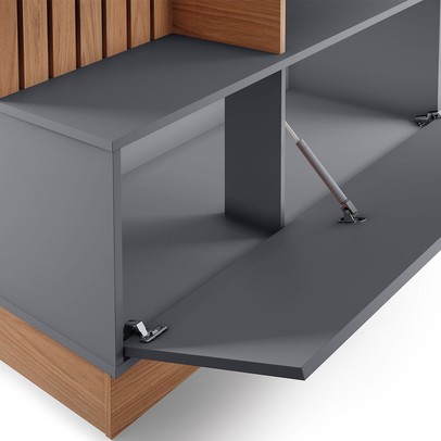 Estante para TV Até 65 Polegadas Maceió 1 Porta com Led Ripado Freijo/Cinza Fosco - Colibri