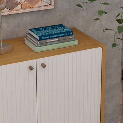 Aparador Vértice 2 Portas Cinamomo/Off White - Geniaflex