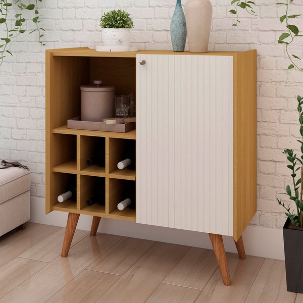 Balcão Buffet Adega 1 Porta Cinamomo/Off White - Genialflex