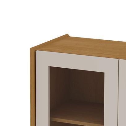 Cristaleira Vértice 2 Portas com Vidro 100% Mdf Cinamomo/Off White - Genialflex