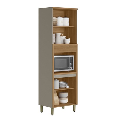 Paneleiro  Allure 4 Portas 100% Mdf Jequitibá/Gris Fosco - Linea Brasil