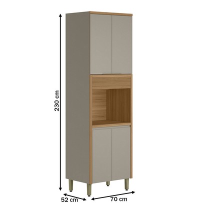 Paneleiro  Allure 4 Portas 100% Mdf Jequitibá/Gris Fosco - Linea Brasil
