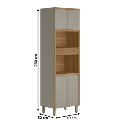 Torre Quente Allure 4 Portas 100% Mdf Jequitibá/Gris Fosco - Linea Brasil