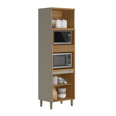 Torre Quente Allure 4 Portas 100% Mdf Jequitibá/Gris Fosco - Linea Brasil