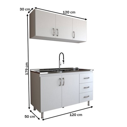Cozinha Compacta Aura 5 Portas 3 Gavetas Branco - Panorama Móveis