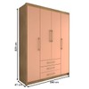 Guarda-Roupa Solteiro Contemporâneo 4 Portas 3 Gavetas Nature/Camarim - Panorama Móveis