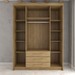 Guarda-Roupa Solteiro Contemporâneo 4 Portas 3 Gavetas Nature/Camarim - Panorama Móveis