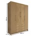 Guarda-Roupa Solteiro Contemporâneo 4 Portas 3 Gavetas Nature/Brisa - Panorama Móveis