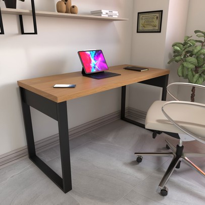 Mesa Escrivaninha Home Office 100% Mdf Freijó/Preto - Panorama Móveis