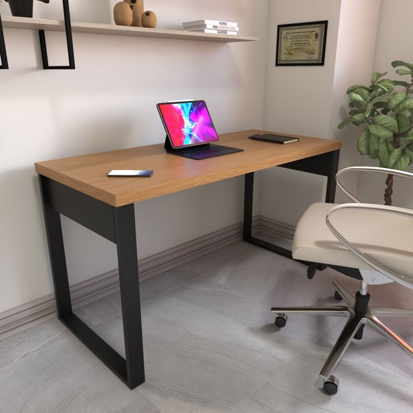 Mesa Escrivaninha Home Office 100% Mdf Freijó/Preto - Panorama Móveis