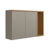 Armário Aéreo Cozinha 120 Cm Allure 2 Portas com Vidro e Led 100% Mdf Jequitibá/Gris Fosco - Linea Brasil