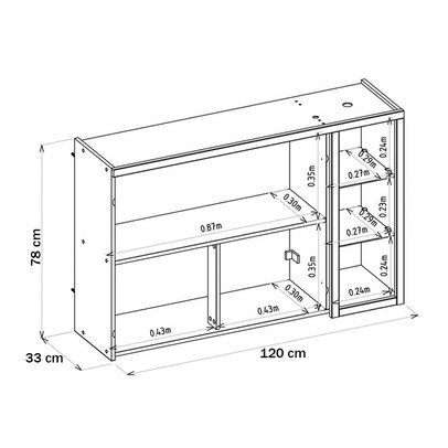 Armário Aéreo Cozinha 120 Cm Allure 2 Portas com Vidro e Led 100% Mdf Jequitibá/Gris Fosco - Linea Brasil