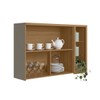 Armário Aéreo Cozinha 120 Cm Allure 2 Portas com Vidro e Led 100% Mdf Jequitibá/Gris Fosco - Linea Brasil