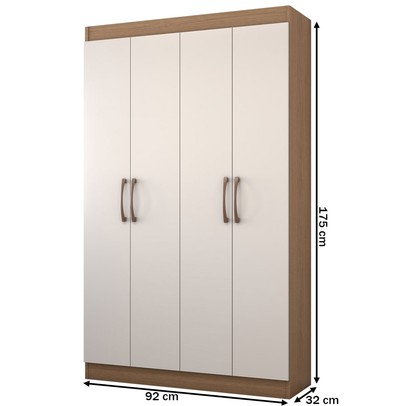 Armário para Escritório Albuquerque 4 Portas 8 Prateleiras Off White/Nogueira - Panorama Móveis