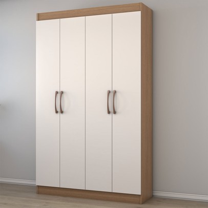 Armário Multiuso Albuquerque 4 Portas 8 Prateleiras Off White/Nogueira - Panorama Móveis