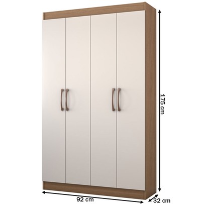 Armário Multiuso Albuquerque 4 Portas 8 Prateleiras Off White/Nogueira - Panorama Móveis