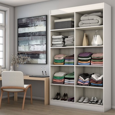 Armário Multiuso Albuquerque 4 Portas 8 Prateleiras Branco - Panorama Móveis