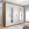 Guarda-Roupa Casal Aurora Radiante 6 Portas 2 Gavetas com Espelho Marrocos/Off White - Panorama Móveis