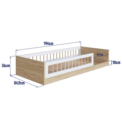 Cama Montessoriana Solteiro Affetto Aveiro Oak/Branco - Completa Móveis