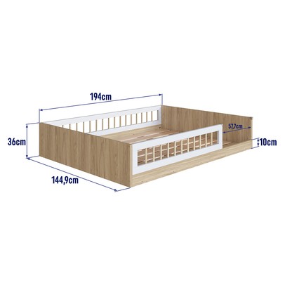 Cama Montessoriana Casal Affetto Aveiro Oak/Branco - Completa Móveis