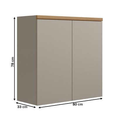 Armário Aéreo Cozinha 80 Cm Allure 2 Portas 100% Mdf Jequitibá/Gris Fosco - Linea Brasil