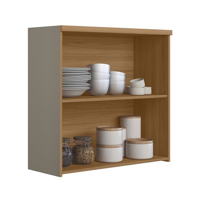 Armário Aéreo Cozinha 80 Cm Allure 2 Portas 100% Mdf Jequitibá/Gris Fosco - Linea Brasil