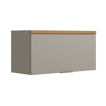 Armário Aéreo Cozinha 80 Cm Allure 1 Porta 100% Mdf Jequitibá/Gris Fosco - Linea Brasil