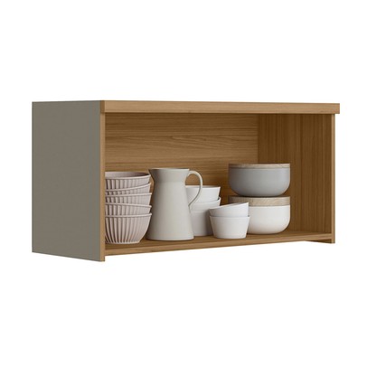 Armário Aéreo Cozinha 80 Cm Allure 1 Porta 100% Mdf Jequitibá/Gris Fosco - Linea Brasil