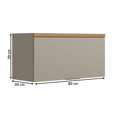Armário Aéreo Cozinha 80 Cm Allure 1 Porta 100% Mdf Jequitibá/Gris Fosco - Linea Brasil