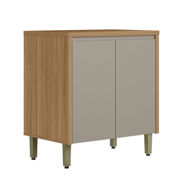 Balcão de Cozinha 80 Cm Allure 2 Portas 100% Mdf Jequitibá/Gris Fosco - Linea Brasil