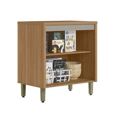 Balcão de Cozinha 80 Cm Allure 2 Portas 100% Mdf Jequitibá/Gris Fosco - Linea Brasil
