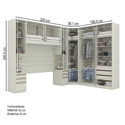 Guarda-Roupa Casal Modulado Seletto 9 Portas 9 Gavetas 11 Prateleiras Areia - Henn