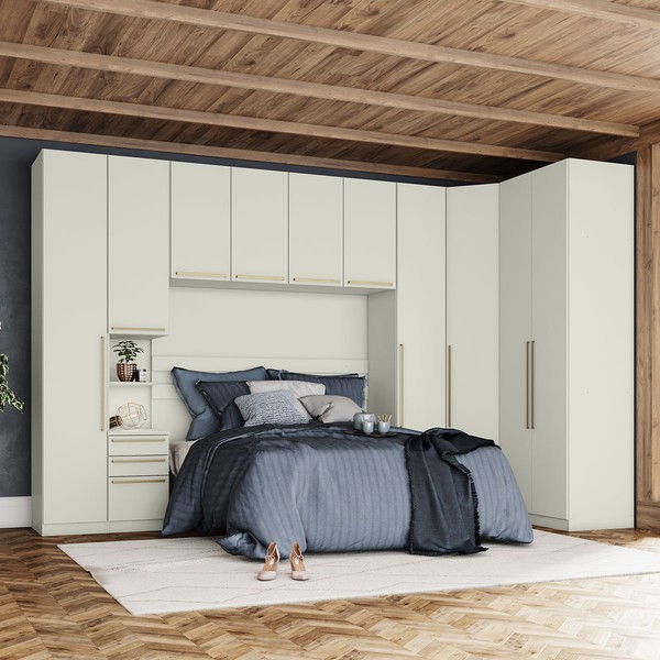 Guarda-Roupa Casal Modulado Seletto 10 Portas 3 Gavetas Areia Hp - Henn