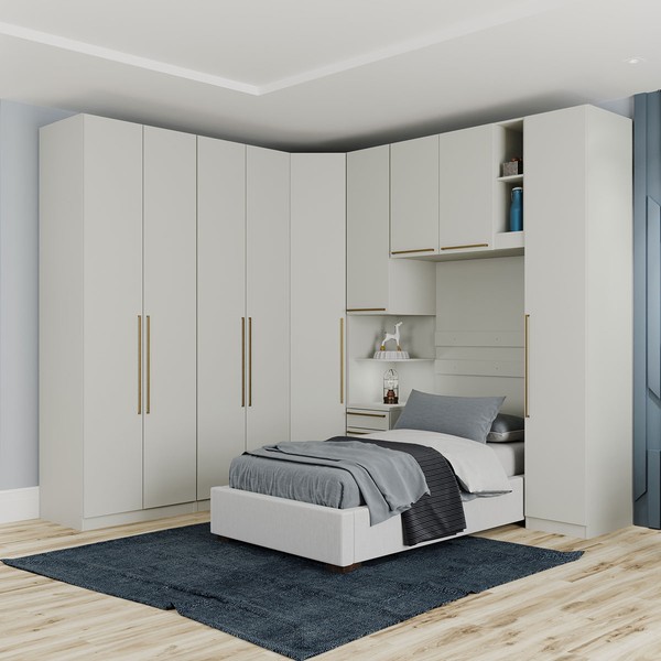 Guarda-Roupa Solteiro Modulado Seletto 9 Portas 3 Gavetas Areia Hp - Henn