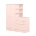 Guarda-Roupa Infantil com Cômoda Doce Sonho 2 Portas 3 Gavetas Rosa - Qmovi