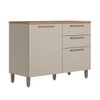 Balcão de Cozinha 120 Cm Atena 1 Portas 3 Gavetas 100% Mdf Jequitibá/Off White Fosco - Linea Brasil