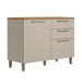 Balcão de Cozinha 120 Cm Atena 1 Portas 3 Gavetas 100% Mdf Jequitibá/Off White Fosco - Linea Brasil