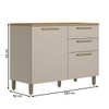 Balcão de Cozinha 120 Cm Atena 1 Portas 3 Gavetas 100% Mdf Jequitibá/Off White Fosco - Linea Brasil