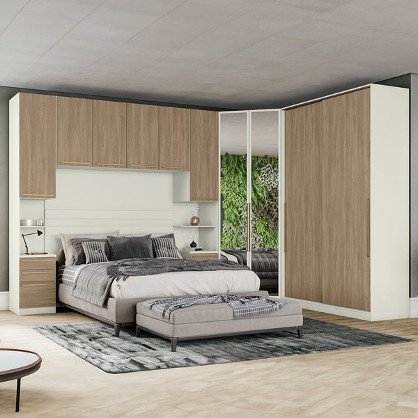 Guarda-Roupa Casal Modulado Seletto 10 Portas 12 Gavetas Me19 Areia/Jequitibá - Henn