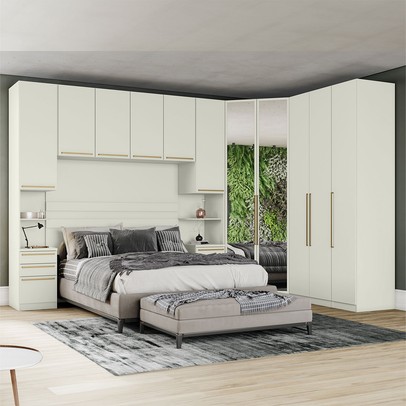 Guarda-Roupa Casal Modulado Seletto 11 Portas 9 Gavetas com Espelho Me20 Areia - Henn