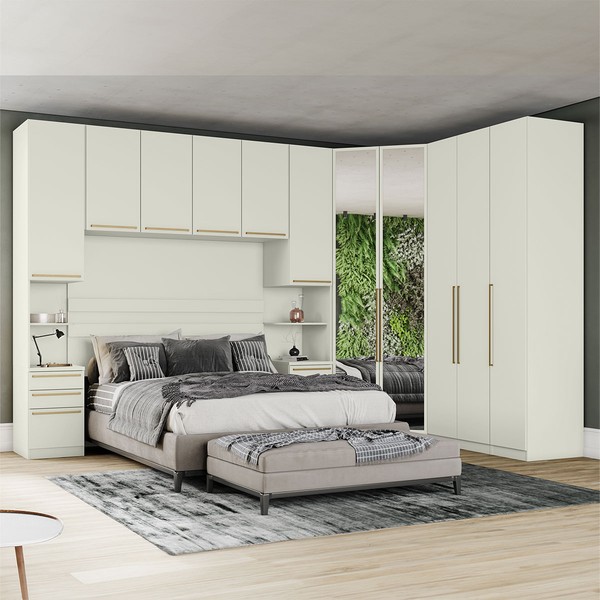 Guarda-Roupa Casal Modulado Seletto 11 Portas 9 Gavetas com Espelho Me20 Areia - Henn
