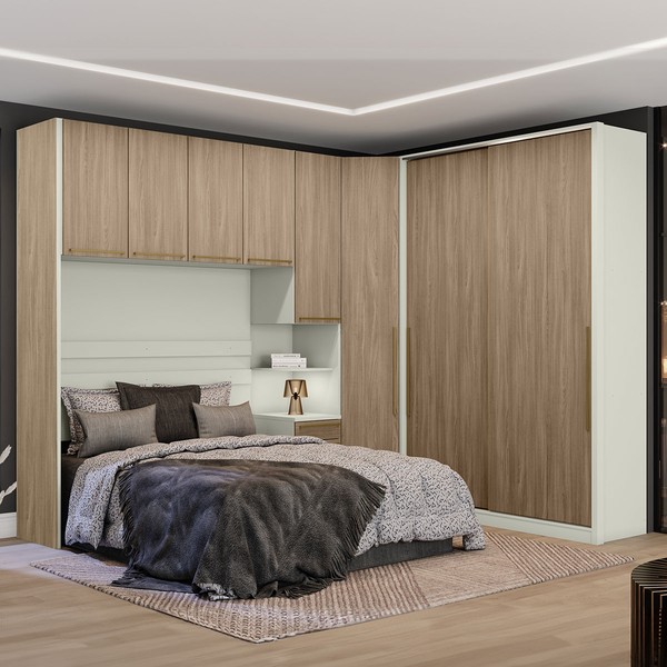 Guarda-Roupa Casal Modulado Seletto 8 Portas 6 Gavetas Me23 Areia/Jequitibá - Henn