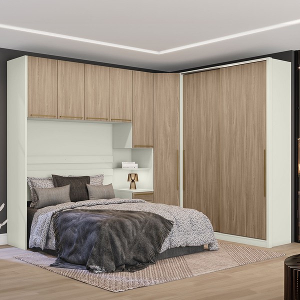 Guarda-Roupa Casal Modulado Seletto 8 Portas 6 Gavetas Me24 Areia/Jequitibá - Henn