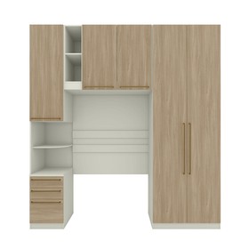Guarda-Roupa Solteiro Modulado Seletto 5 Portas 6 Gavetas Me25 Areia/Jequitibá - Henn