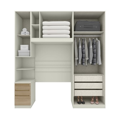 Guarda-Roupa Solteiro Modulado Seletto 5 Portas 6 Gavetas Me25 Areia/Jequitibá - Henn