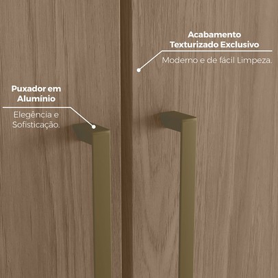 Guarda-Roupa Solteiro Modulado Seletto 5 Portas 6 Gavetas Me25 Areia/Jequitibá - Henn